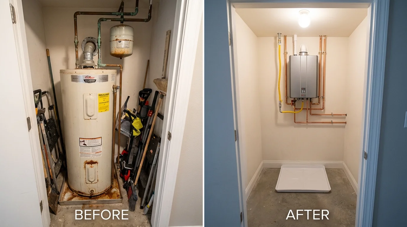 Tank water heater versus wall-mounted tankless unit comparison for Jackson, GA homeowners